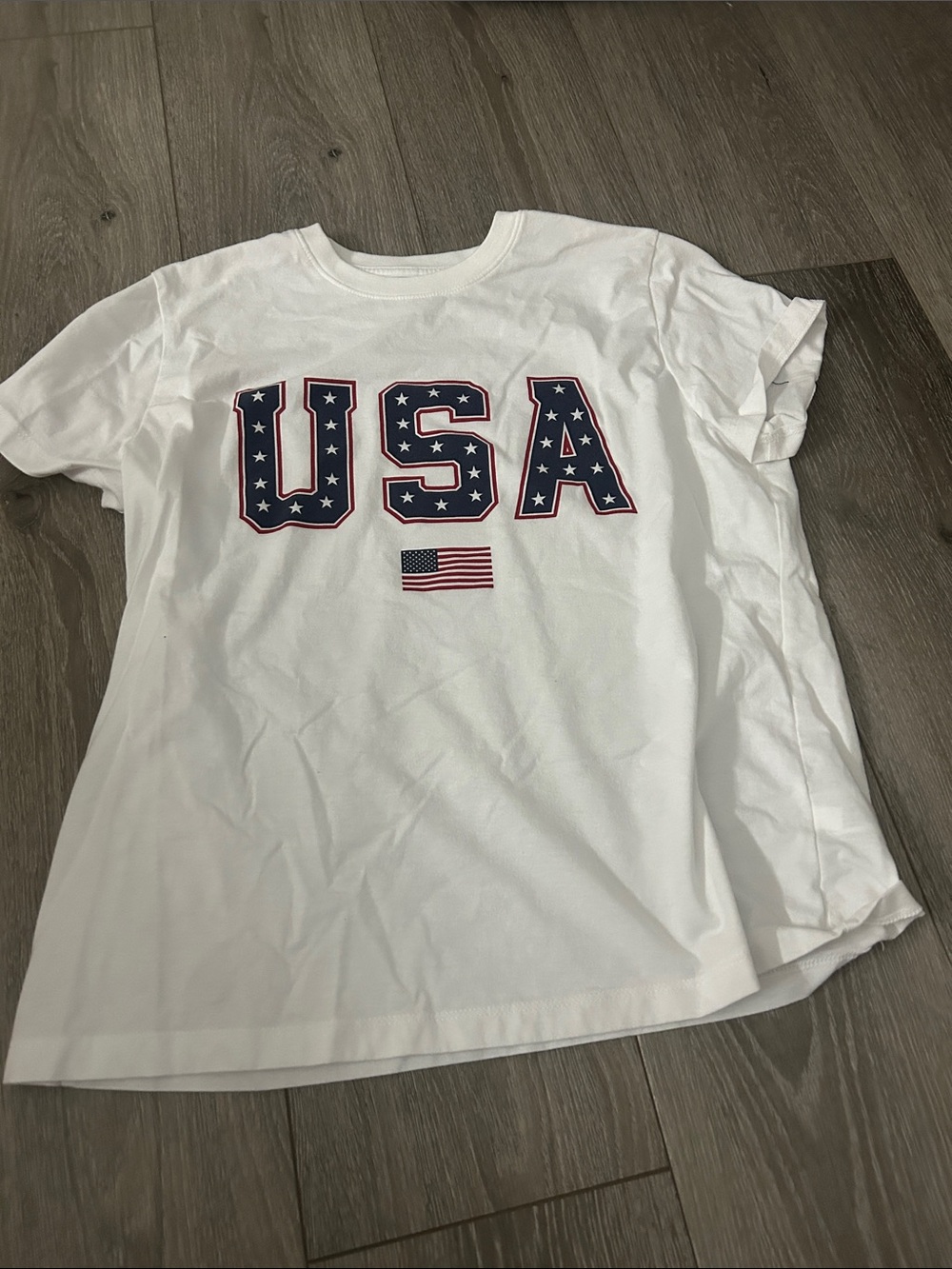 Universal Thread White 'USA' Short Sleeve Tee with Stars & Flag